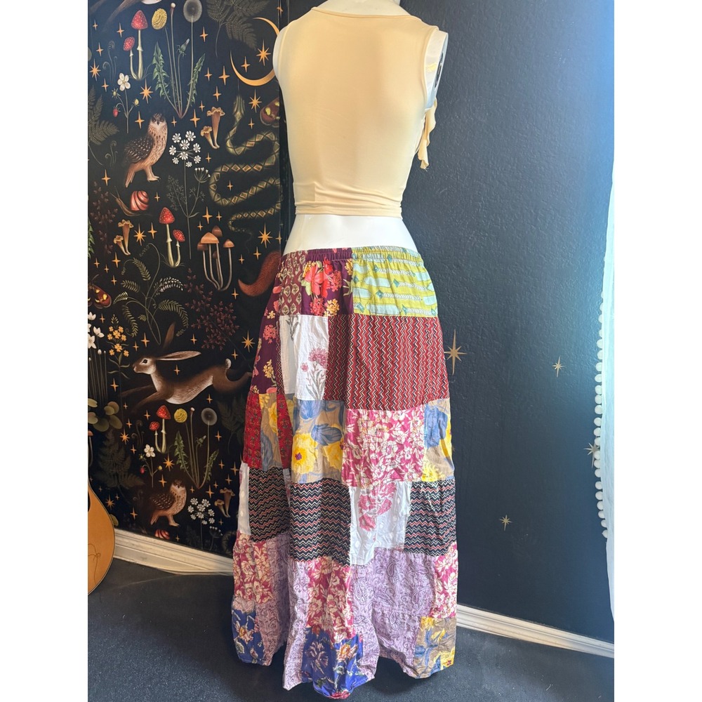 Ashley Taylor Patchwork Maxi Skirt Cotton Boho Floral One Size Multicolor India
